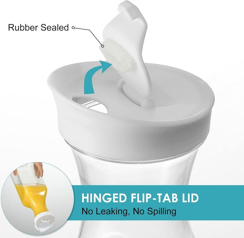 Plastic 50 Oz Water Carafe with Flip Top Lid, Set of 2 Square Base Juice Contain2