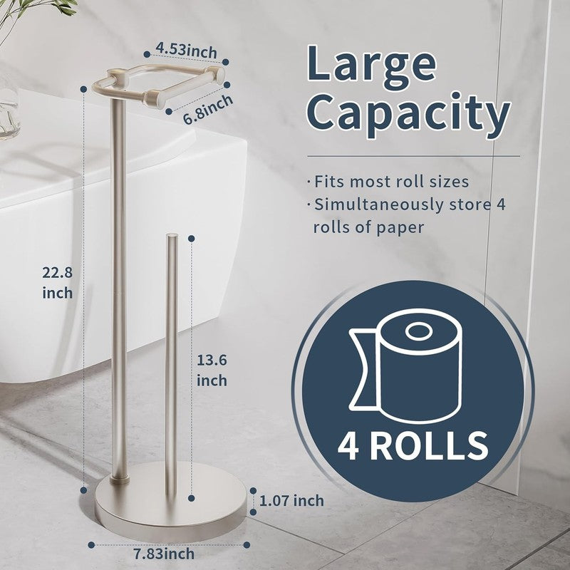 Toilet Paper Holder Stand, Post Pivoting Design Free Standing Toilet Paper Holde4