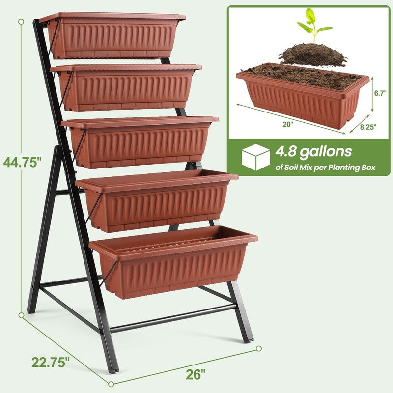 5-Tier Vertical Raised Garden Bed Planter – Freestanding Herb & Flower Box5