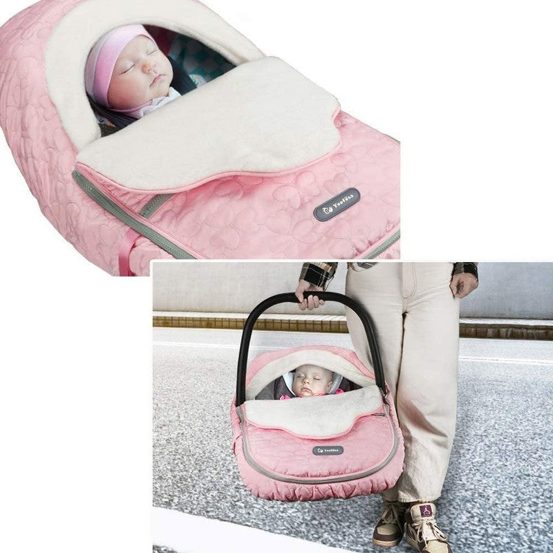 Winter Baby Car Seat Cover, Plush Fleece Canopy for Infants, Pink3