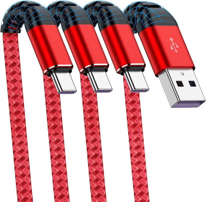 6Ft USB C Cable 3Pack Fast Charging Nylon Braided for Phone & Samsung Galaxy NEW0