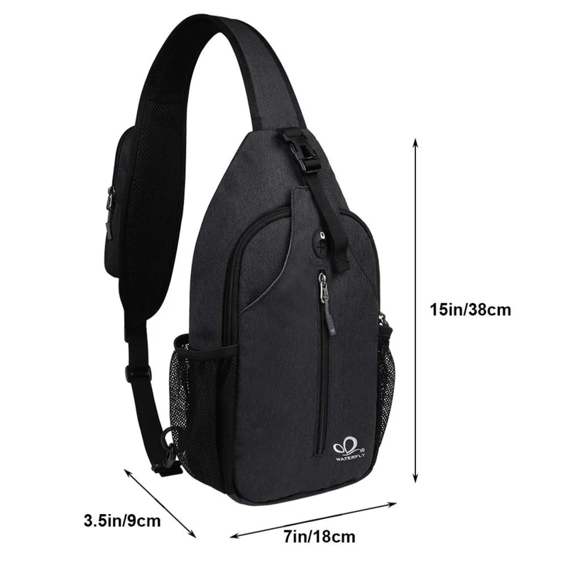 Unisex Hiking Travel Nylon Sling Bag Cross Body Shoulder Chest Bag,Black2