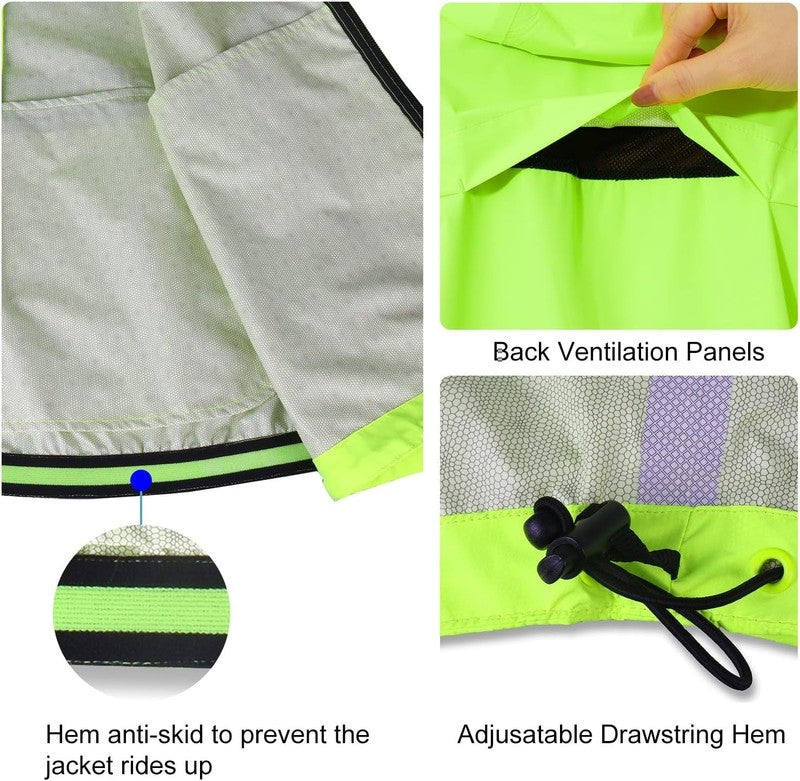 Men’s Waterproof Rain Jacket Lightweight Windbreaker Packable Reflective2