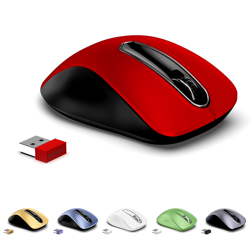 Wireless Optical Mouse 1400 DPI Cordless USB Nano Receiver for PC Laptop Red10