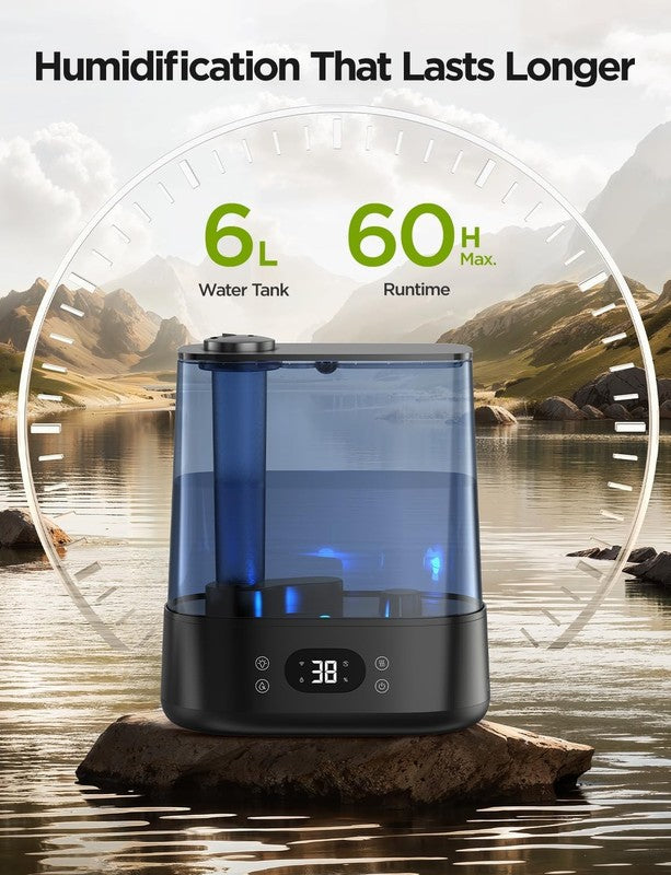 Smart Humidifier 6L Cool Mist WiFi Auto Mode 60H Quiet for Baby Plant Black6