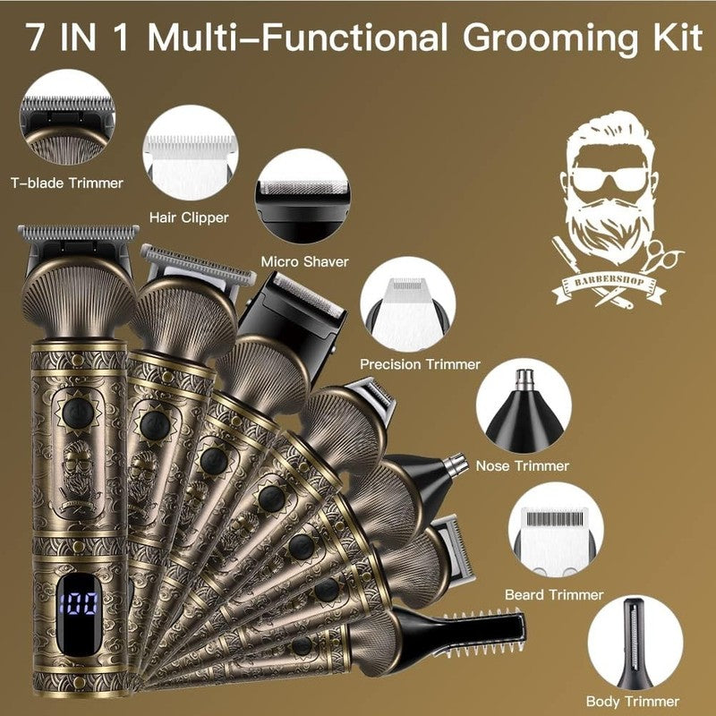 7-in-1 Beard Trimmer Kit for Men - Cordless T-Blade Hair Clipper & Grooming Set1