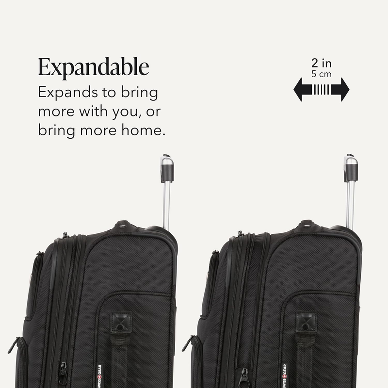 Sion 2Pc Carry On Spinner Luggage Set w/ 17in Laptop Backpack Black7