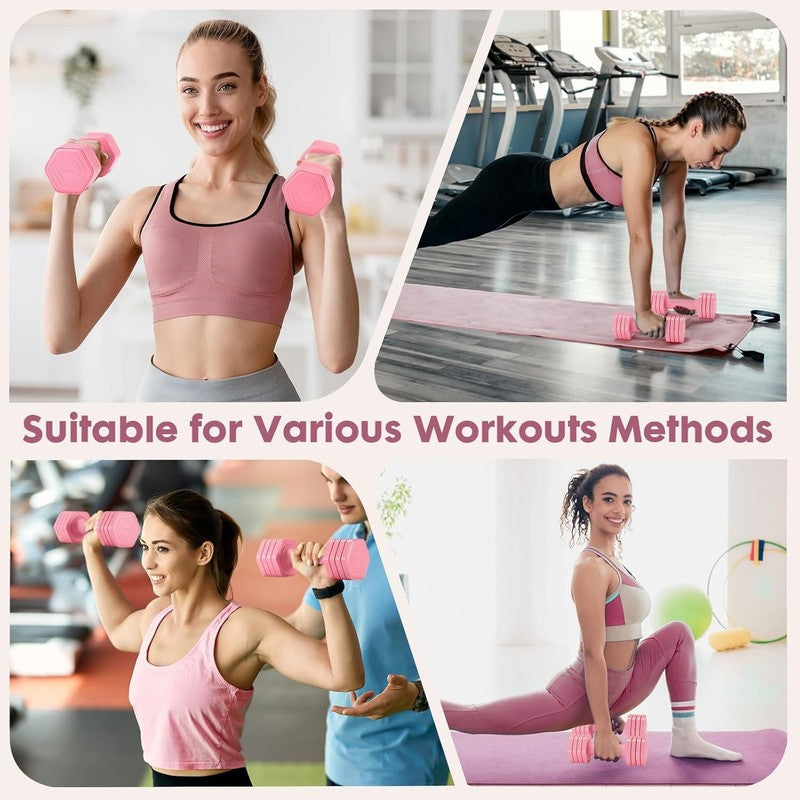 4-in-1 Adjustable Dumbbells 2-5lb TPU Handle Home Gym Weights Women Pink1