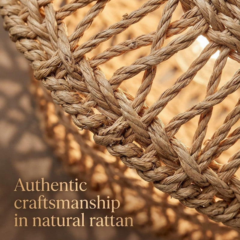Small Rattan Table Lamp Boho Bedside Night Light Wood Base LED 8.6in7