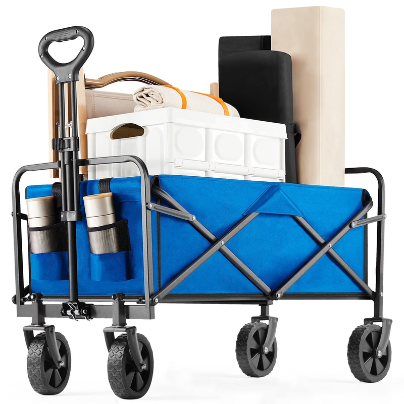 Foldable Cargo Wagon 220LBS, 360° All Terrain Wheels, Blue   One Pack10