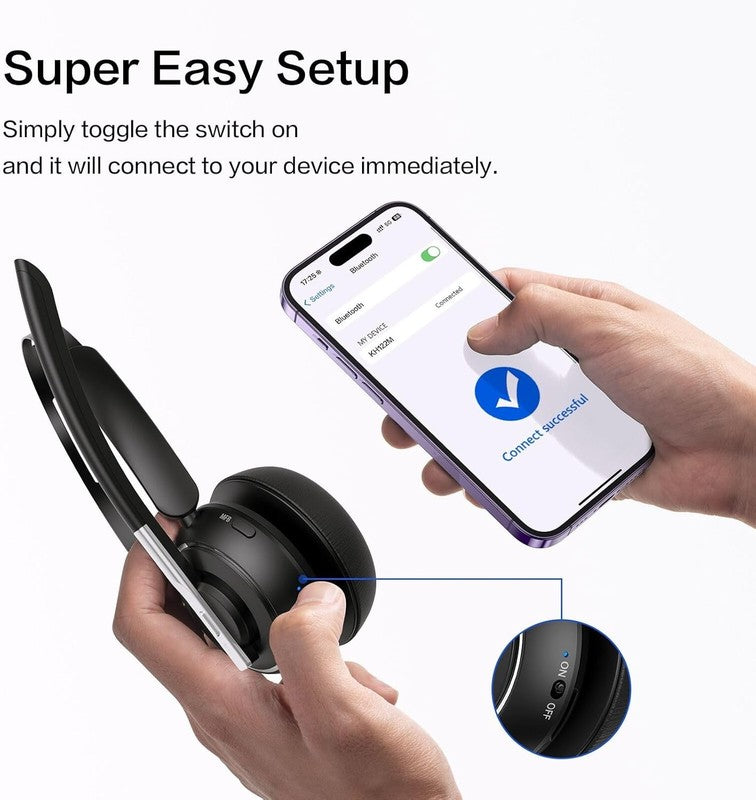 Bluetooth Wireless Headset V5.2 for PC w/ USB Dongle Noise Cancel Mic Black1