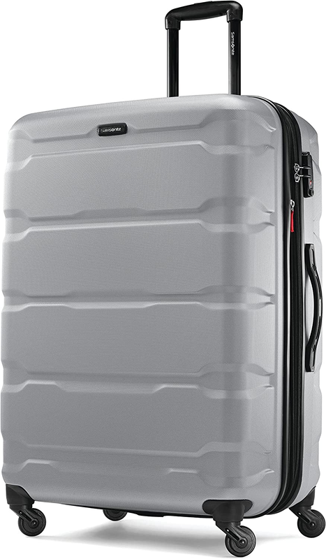 28" Hardside Expandable Luggage Spinner Wheels Checked Suitcase Silver11