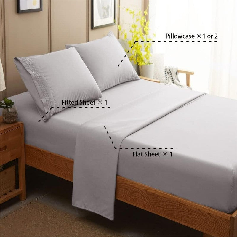 Luxury 1800 Thread Count Microfiber Queen Sheets Set   Grey, 16" Deep Pocket1