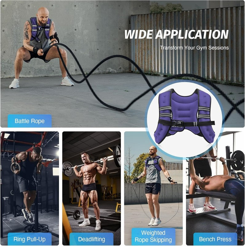 Weighted Vest 12Lb Reflective Stripe Workout Strength Training Fitness Violet4