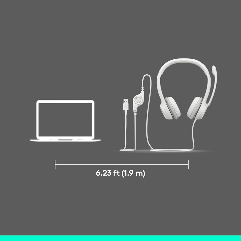 H390 Wired USB Headset for PC/Laptop, Noise Cancelling Mic, Chromebook USB-A7