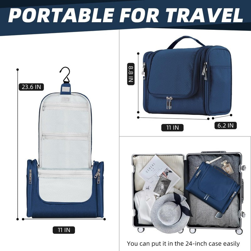 Large Hanging Toiletry Bag Travel Dopp Kit Water-Resistant for Men & Women Blue1