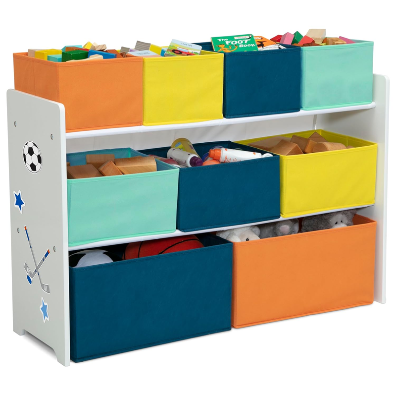 Deluxe Multi Bin Toy Organizer w/ Storage Bins Greenguard Gold White Navy/Green7