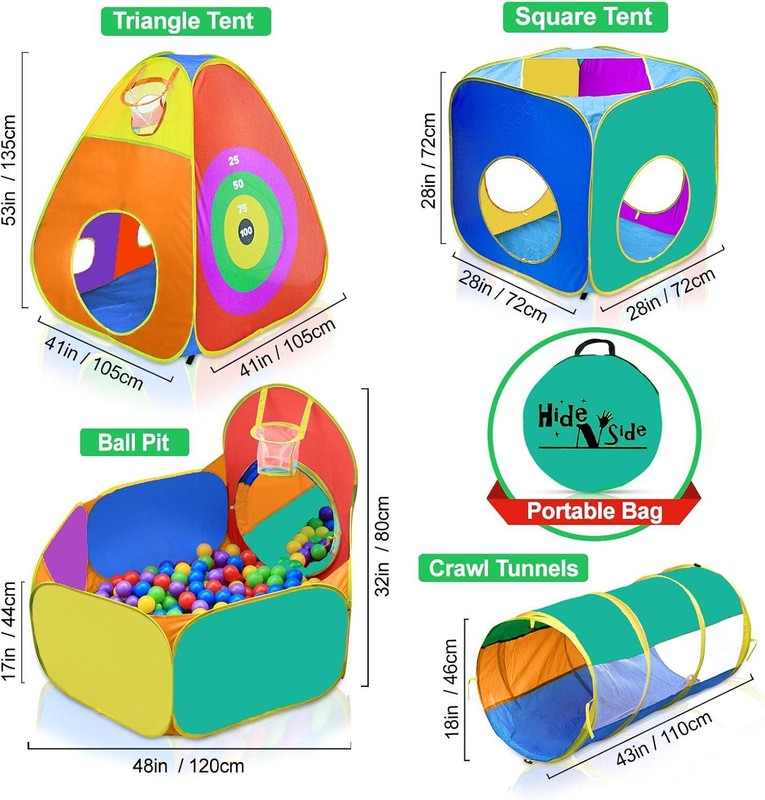 Gift for Toddler Boys & Girls, Ball Pit, Play Tent and Tunnels for Kids, Best Bi4