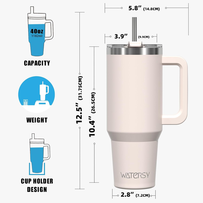 40oz Stainless Steel Tumbler w/ Handle Straw Lid Insulated Pale Sage7