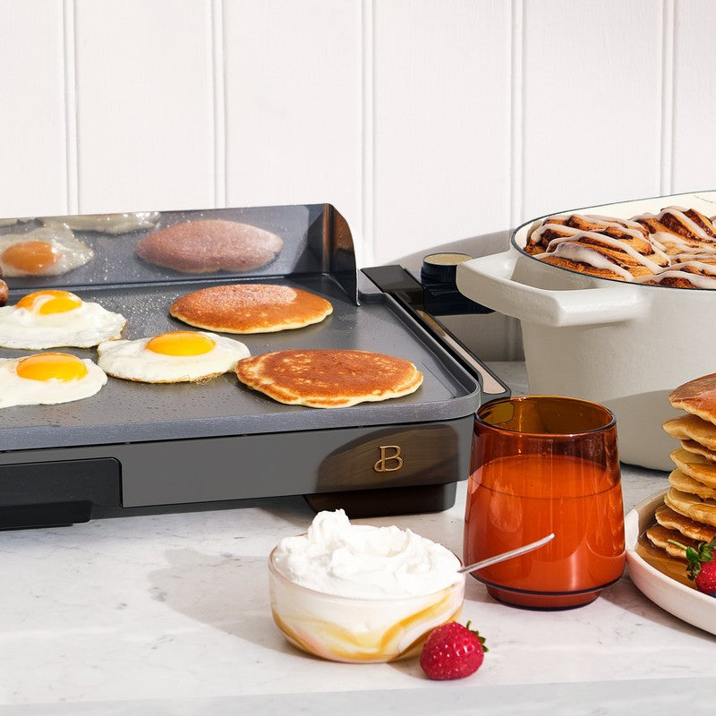 XL Electric Griddle 12"x22" Non-Stick Oyster Grey by Drew Barrymore3