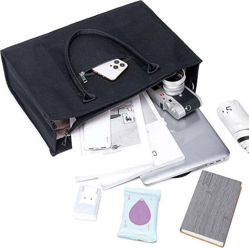 15.6" Laptop Tote Bag Women Canvas Work Messenger Shoulder Bag Office Handbag7