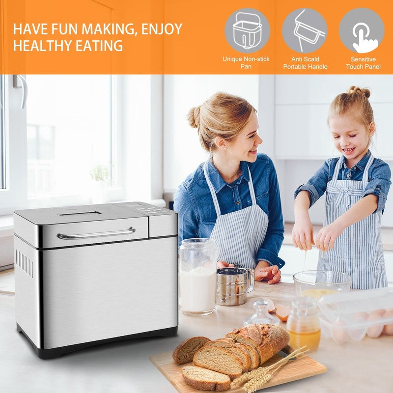 19-in-1 2LB Bread Maker Machine Fully Automatic LCD Stainless Steel 0134
