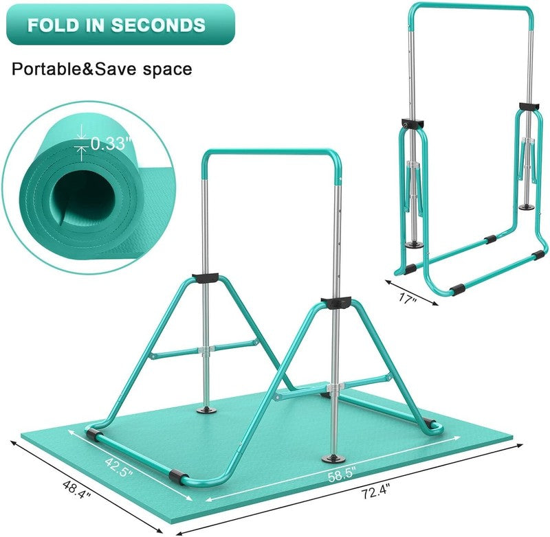Kids Gymnastic Bars Adjustable Height Folding Training Kip Bar Expandable Home2