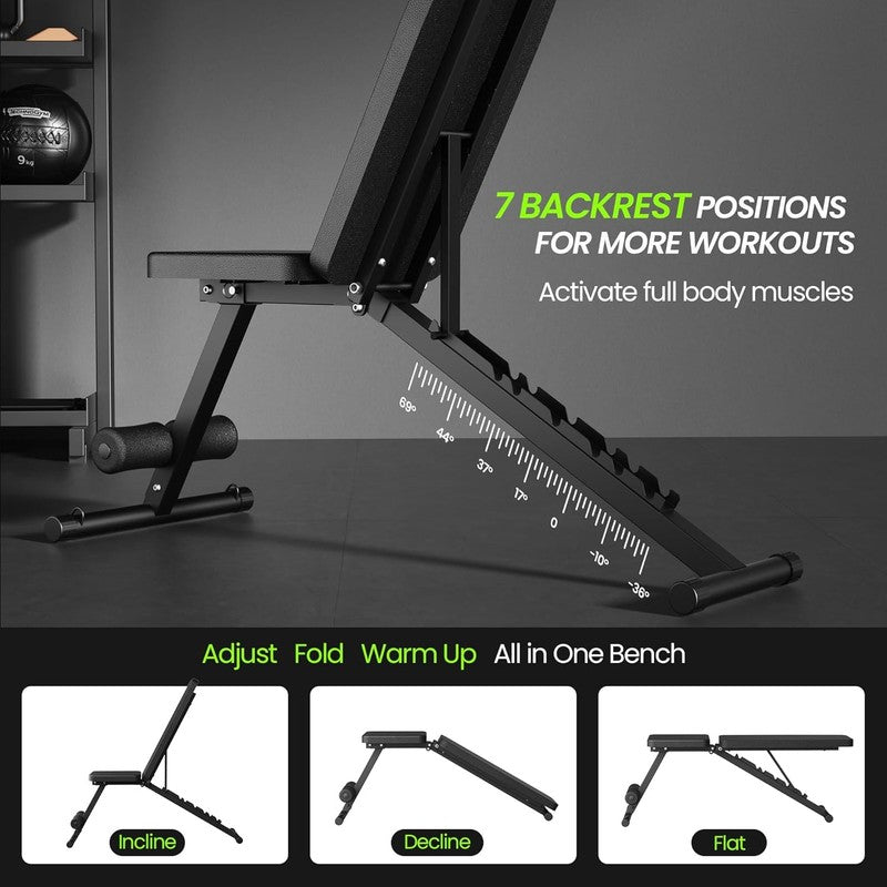 Foldable Weight Bench 600LBS Incline Decline Flat Home Gym Workout2