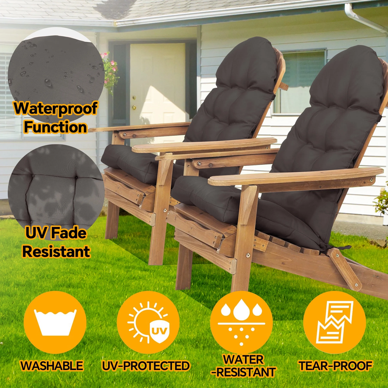 Adirondack Chair Cushion, 49X20 Inch Patio Gray Seating Cushion, 2 Count0