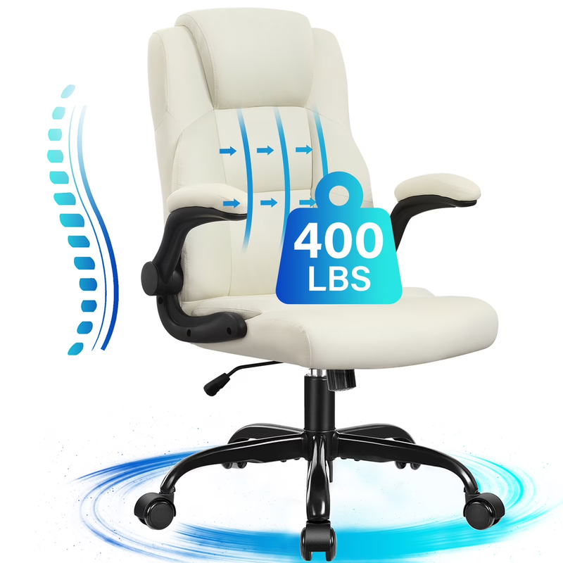 Leather Office Chair, Big and Tall Office Chair 400LBS Wide Seat Ergonomic Compu0