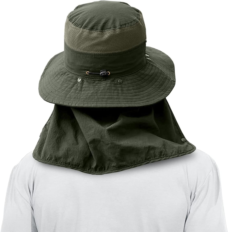 Men's Wide Brim Fishing Hat 3 Pack UPF 50+ Face Neck Flap Cap2