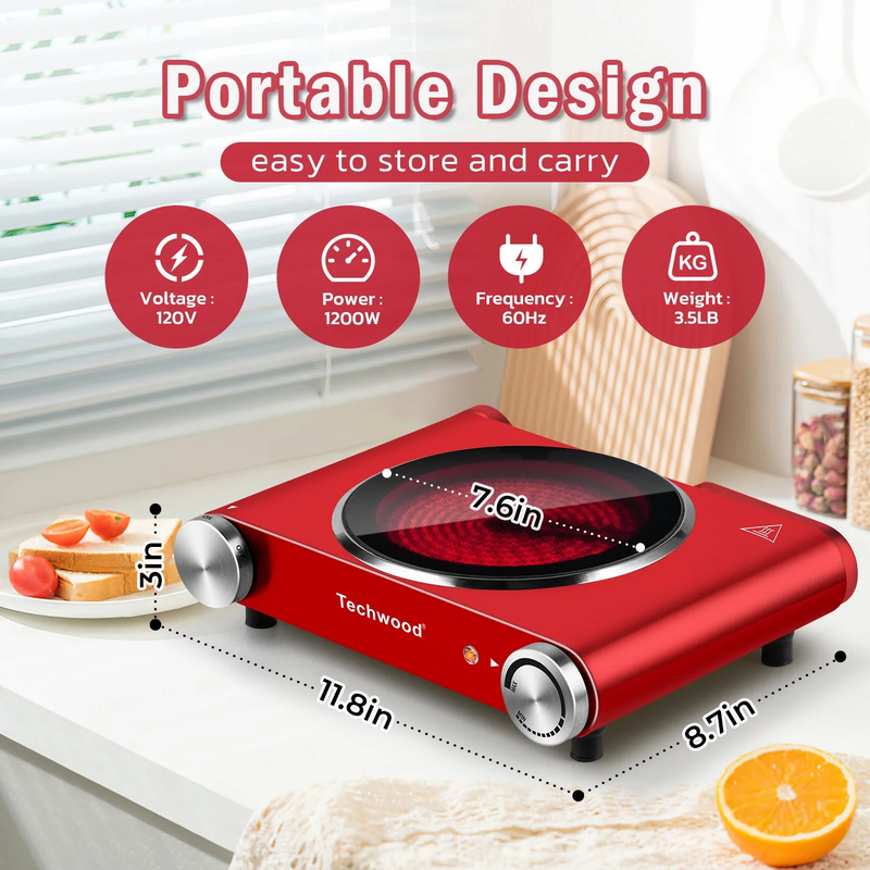 1200W Infrared Ceramic Single Hot Plate(Red)1