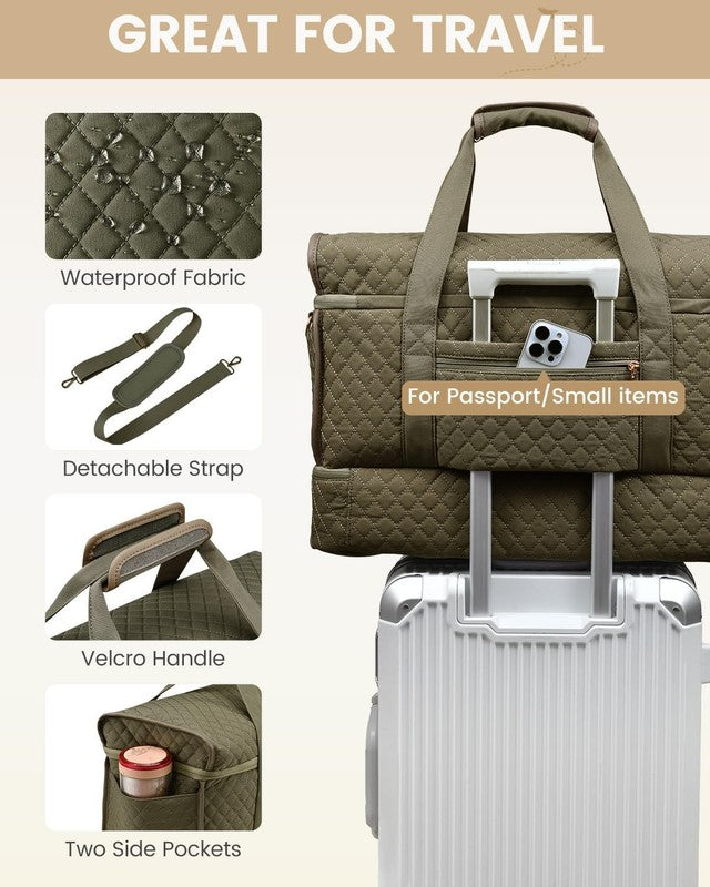 Large Women Weekender Duffle Bag Carry On Gym Travel w/ Shoe Compartment5