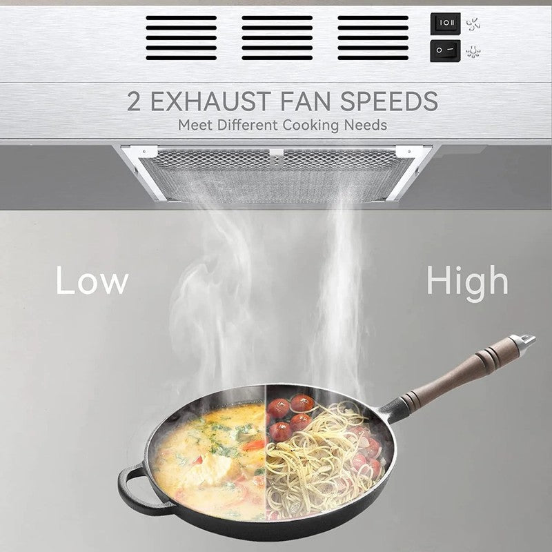 30" Under Cabinet Range Hood Silver 230CFM Duct Convertible Kitchen Vent7