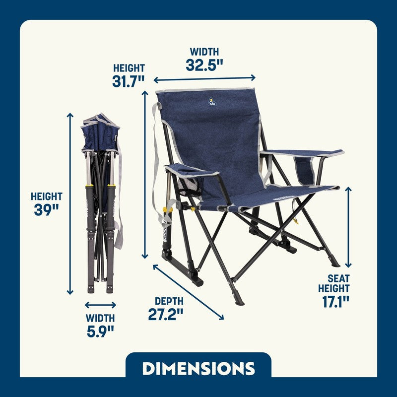 Foldable Rocking Camp Chair Kickback Rocker Heathered Indigo8