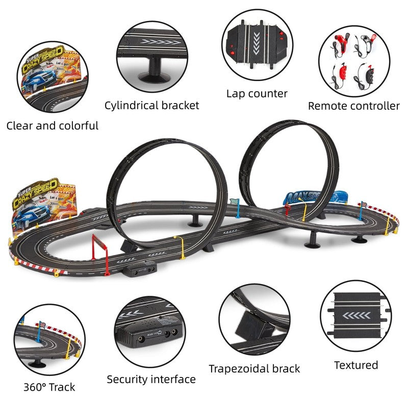 Slot Car Race Track Set for Kids, 20.3Ft Electric Race Car Track Set with 2 High6