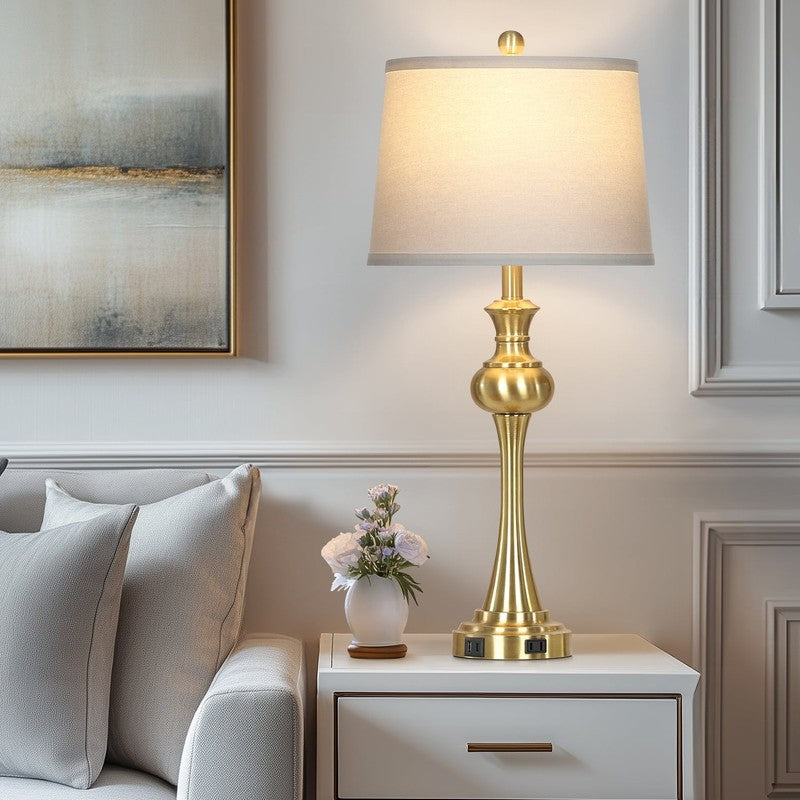 28.75" Tall Table Lamps Set of 2 for Living Room Bedroom with USB C+A Ports AC O4