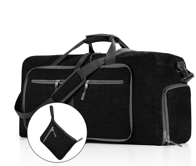 40L Foldable Travel Duffle Bag Gym Weekender w/Shoe Comp Waterproof Black3