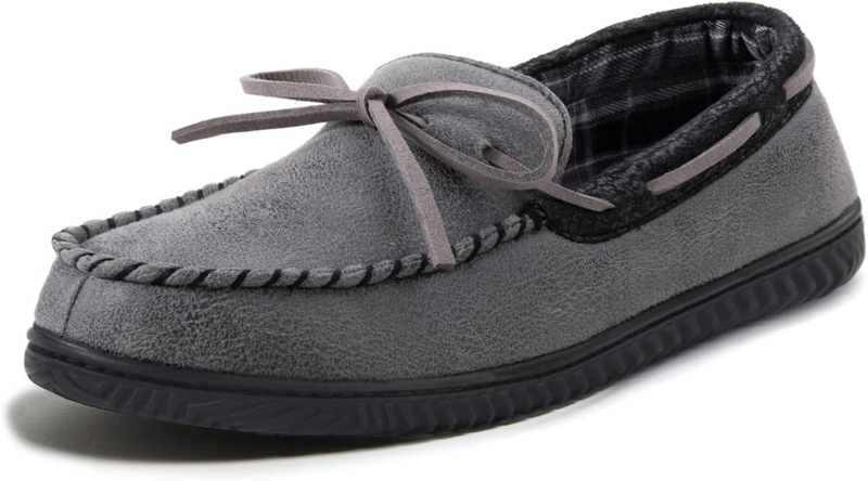 Mens Moccasin Slippers Memory Foam Indoor Outdoor Anti Slip House Shoes8