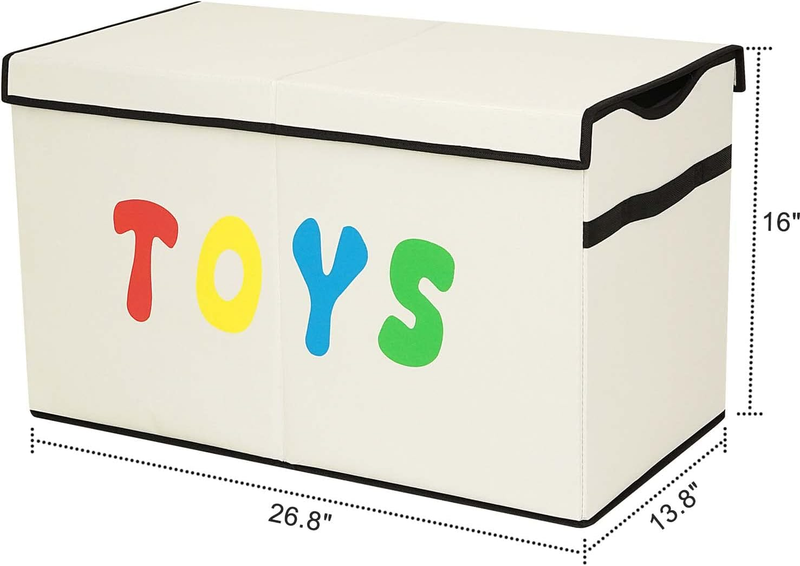 Toy Box Chest Collapsible Kids Storage Bins Organizer Boxes Extra Large Beige1