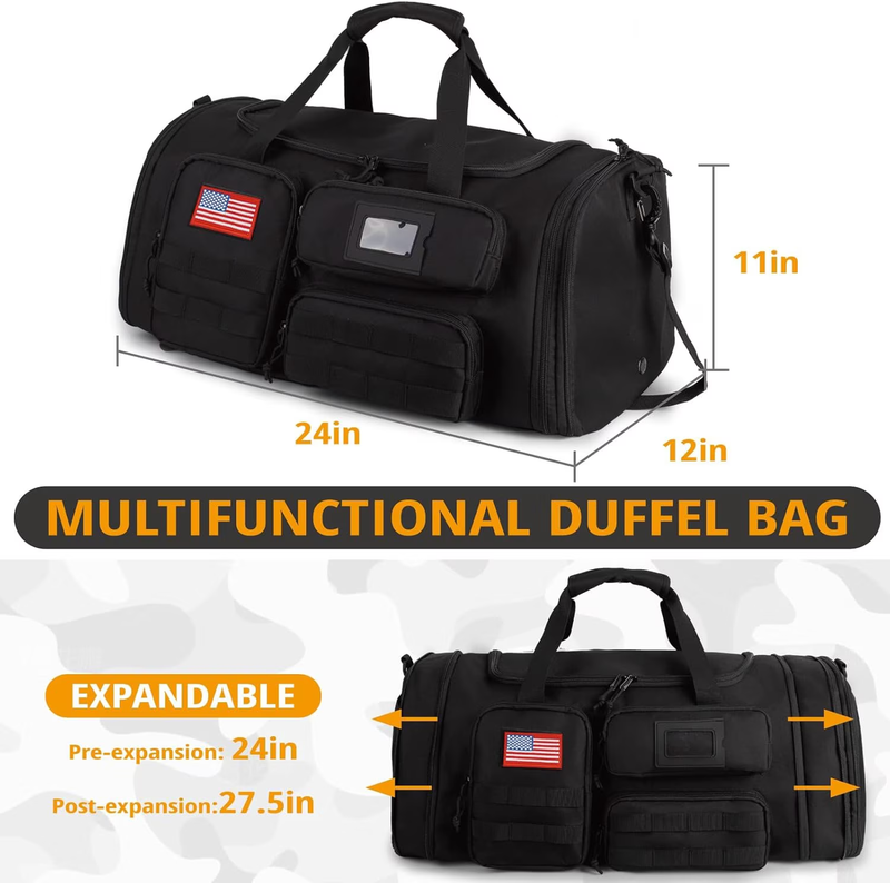 58L 3 in 1 Expandable Gym Duffle Bag Travel Backpack Shoe Comp Water Resist7