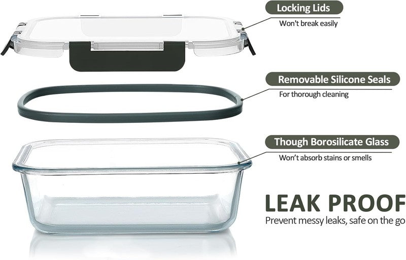 24 Piece Glass Meal Prep Containers Airtight Snap Lock Lids2