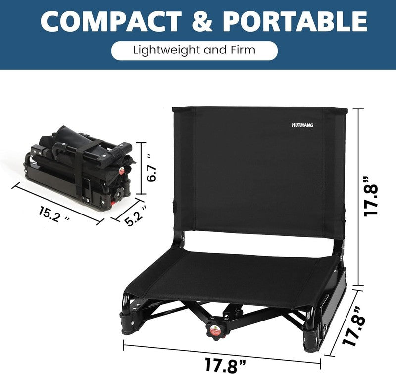 2 Pack Wide Stadium Seats w/ Back Support Cushion Folding Chairs w/ Bag2