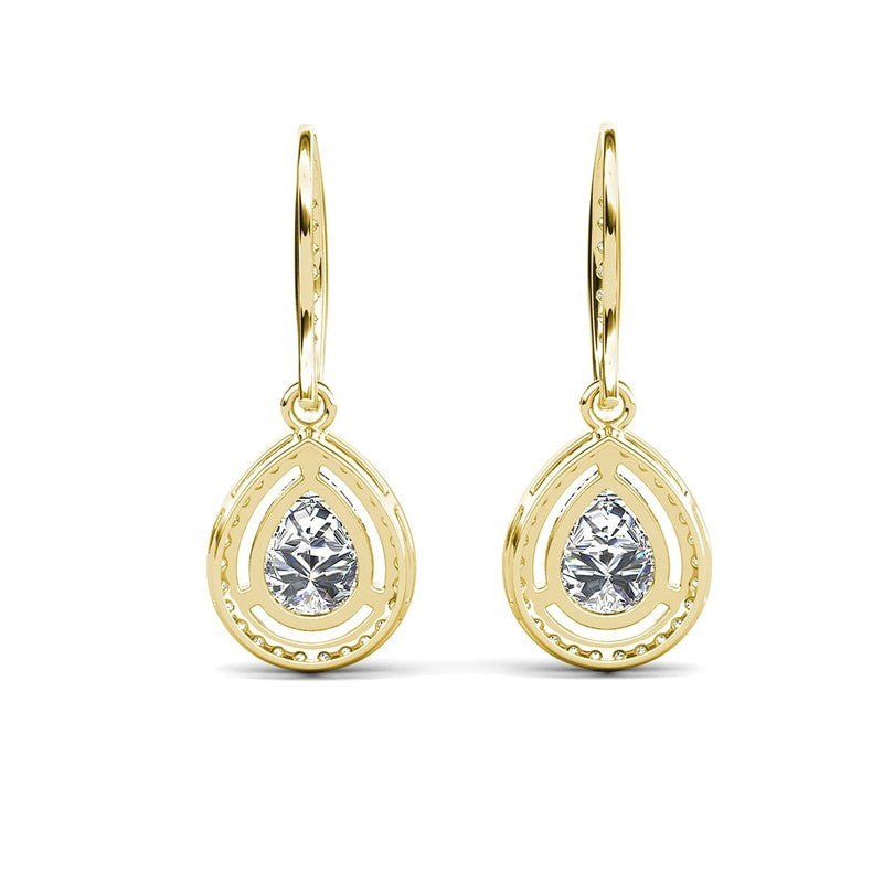 Isabel Dangle Earrings 18K Gold Plated w/ Simulated Diamond Crystals Women6