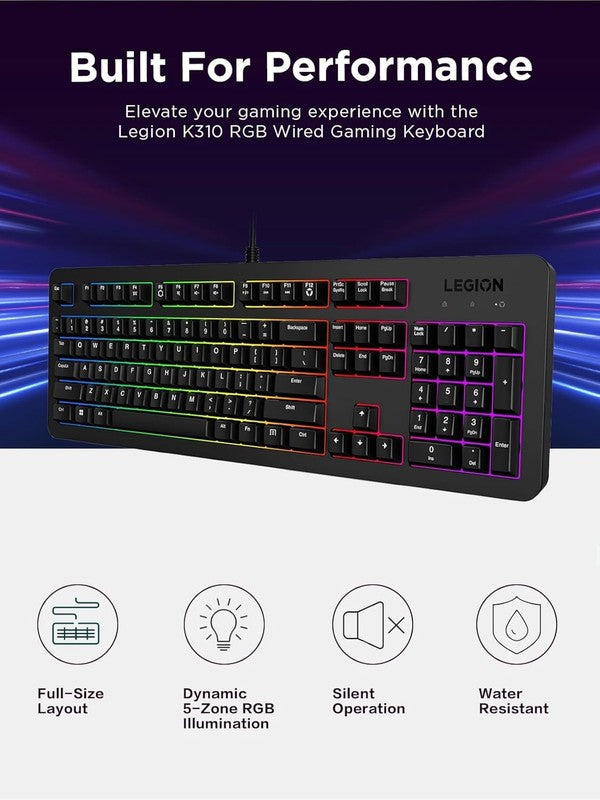Legion K310 RGB Wired Gaming Keyboard   Ultra Fast Reaction Time with Tactile Ke2