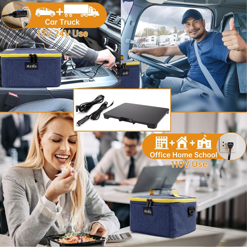 Portable Electric Lunch Box Food Warmer 12V/24V/110V Car Oven Navy Blue1