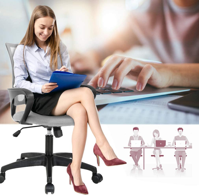 | Ergonomic Office Chair | Mid-Back Swivel Desk Chair | Breathable Backrest & Lu3