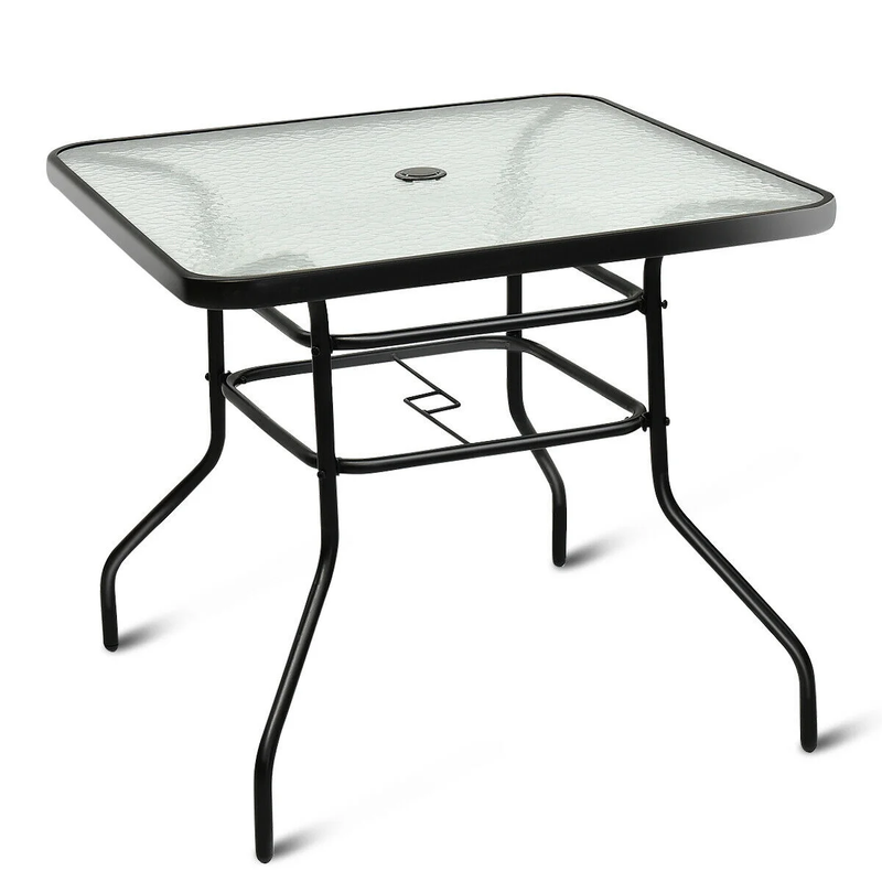 32'' Patio Square Table Tempered Glass Steel Frame Outdoor Pool Yard Garden8
