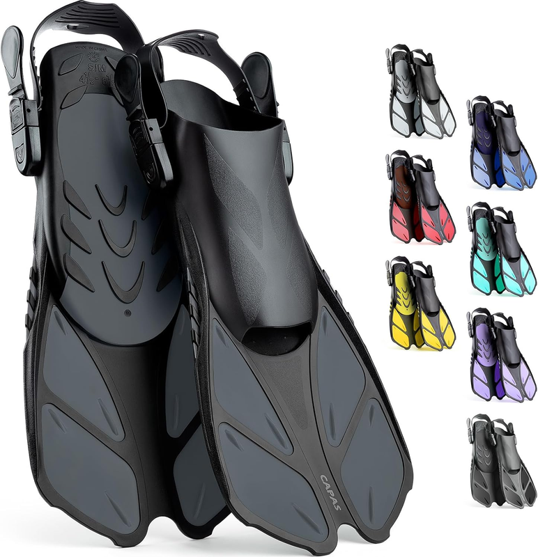 Travel Size Snorkel Fins Adjustable Open Heel Swim Fins for Diving Snorkeling11