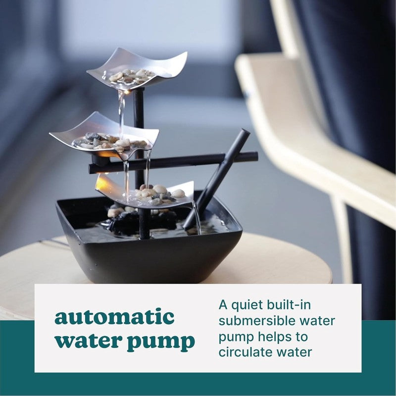 Zen Tabletop Water Fountain with Natural Rocks   Soothing Sound Machine 8.25"7